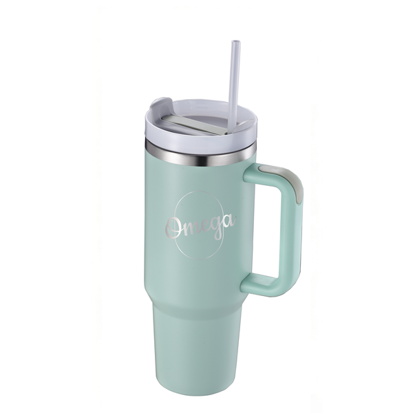 Omega 1.2L Tumbler with Handle Straw Lid, Stainless Steel Travel Mug