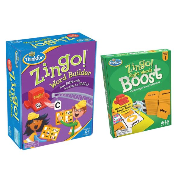 ThinkFun Zingo! Word Builder Game &amp; Sight Words Booster Pack Bundle