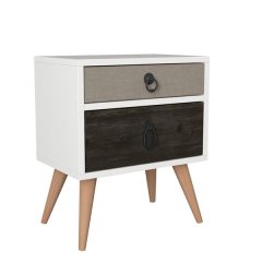 Hazlo Tri Colour Nightstand Side Table Pedestal With Two Drawers