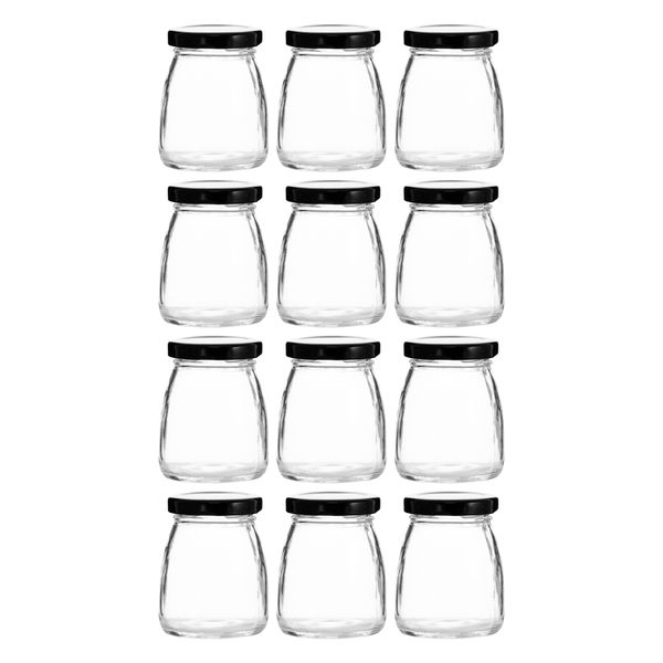 Regent 100ml Glass Round Jar With Black Lid 12 Pack (75X55Mm Dia)