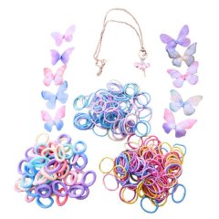 Girl's Accessory Gift Set - Butterfly Clips, Hair Ties, Necklace - 261 Piece Set