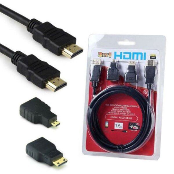 SE-LH3-03 HDMI To HDMI Cable Mini Micro HDMI Adaptor Cable Kit 1.5M 3 In 1
