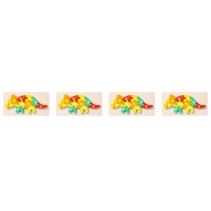 4 Pack - Educational Triceratops Building Blocks - Multicolour