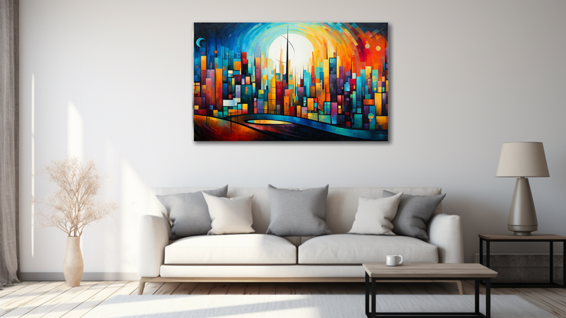 Canvas Wall Art - Cityscape Kaleidoscope Abstract - HD0495