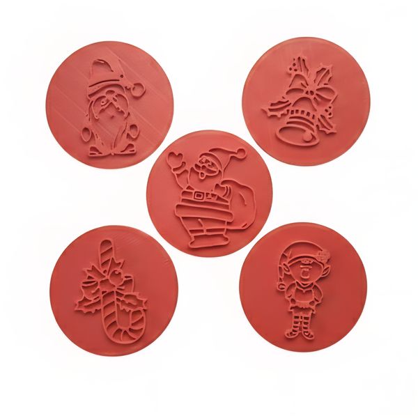 5-Piece Christmas Fondant Stamp Set - Santa, Elf, Gnome &amp; Festive Designs