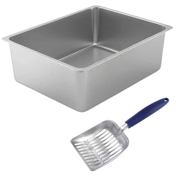 Stainless Steel Cat Litter Box With Cat Litter Scoop, Non Stick, No Smell