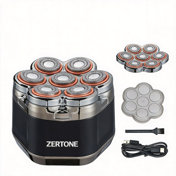 Magnetic 7-Blade Rotary Skull Shaver &amp; Electric Razor for Men
