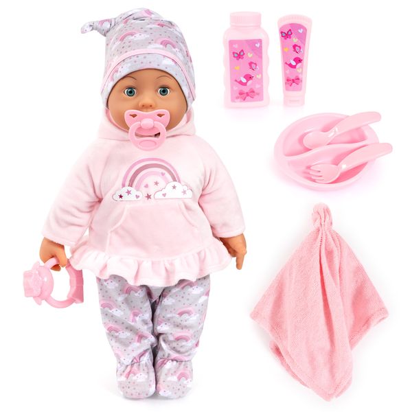 Bayer Bambolina Baby Doll with sound and accessories (Pink) 46cm Tall