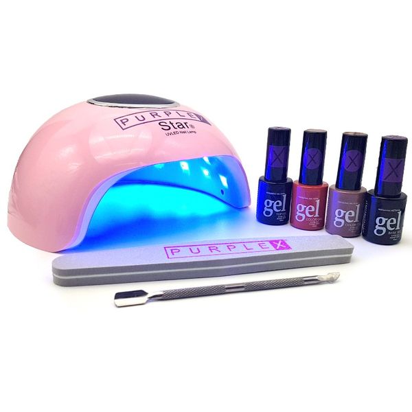 PurpleX Gel Nail Polish Starter Kit &amp; Professional UV/LED Gel Nail Lamp