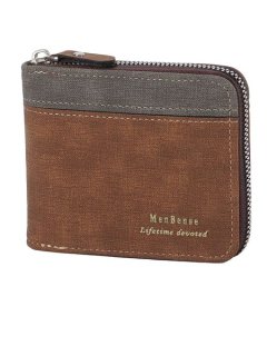 Pretty Zip-Around Bifold PU Leather Wallet Men Vintage Bifold Wallets