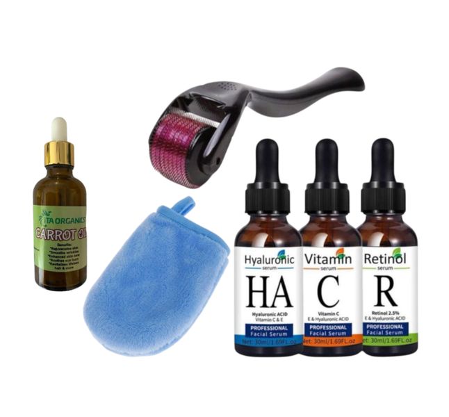 Retinol, Hyaluronic Acid &amp; Serums, Derma Roller &amp; Hand Mitt &amp; Carrot Oil