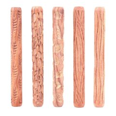 5PCS Pottery Tools Wood Hand Rollers for Clay Stamp Pattern Roller