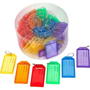 PrimeLine Hard Type Plastic Key Ring Tags x25