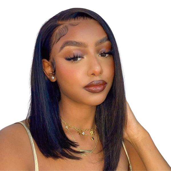 Black Human Hair 13x4 Wig 12 Inch