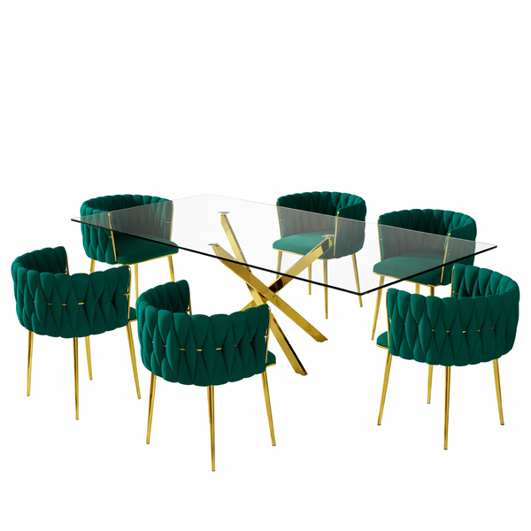 Ziyane Velvet Rectangular Dining Furniture Set