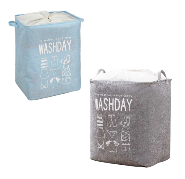 Pack of Two Washday Collapsible Laundry Bags - Blue &amp; Grey