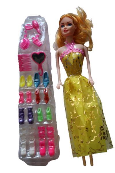 28cm Fashion Doll with Extra Dress, 8 Pairs of Shoes, Mini Hair Accessories