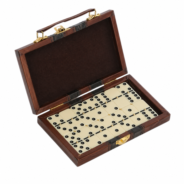 Bestby - 28-Piece Dominoes Set with PU Case, Classic Family Travel Game