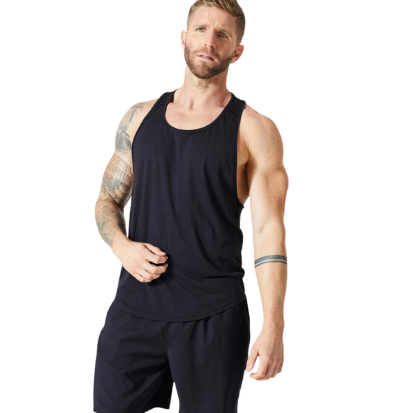 Corength Men's breathable performance weight training stringer tank top - black