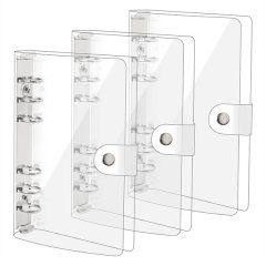 3 Pack A6 Transparent Soft PVC 6 Ring Binder Cover Clear Binder Notebook Co