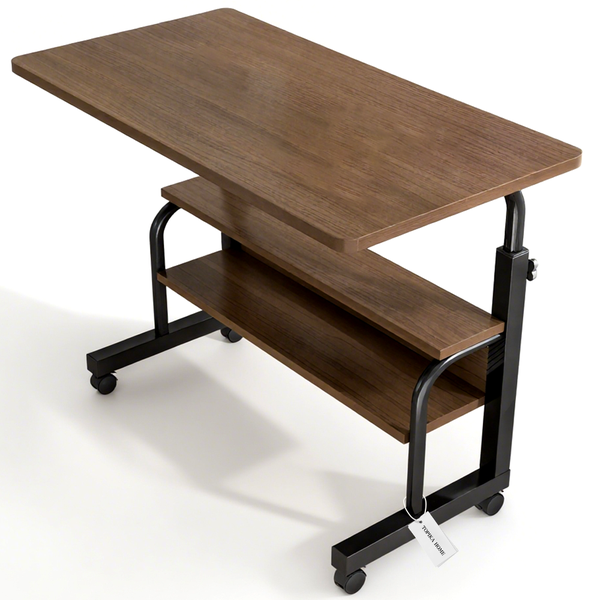 Topika Compact Rolling Desk on Wheels, Small Adjustable Study Bedside Table