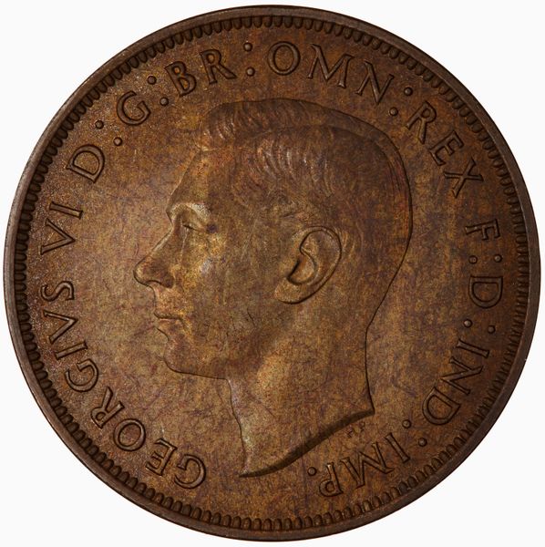 1937 United Kingdom British One Penny Coin King George VI