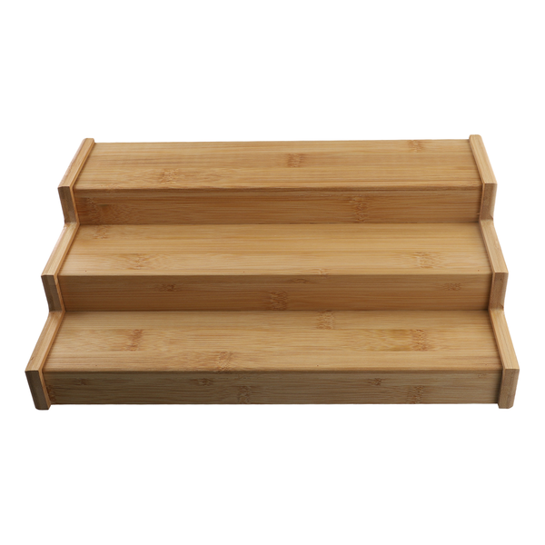 3-Tier Non-Expandable Bamboo Spice Rack Step Shelf Cabinet Organizer