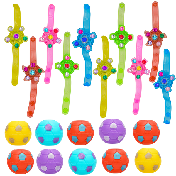 20 Pack Party Favours for Kids, LED Fidget Spinner Bracelets &amp; Soccer Balls