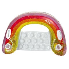 PVC U-Shaped Rainbow Pool Lounger with Armrests and Backrest