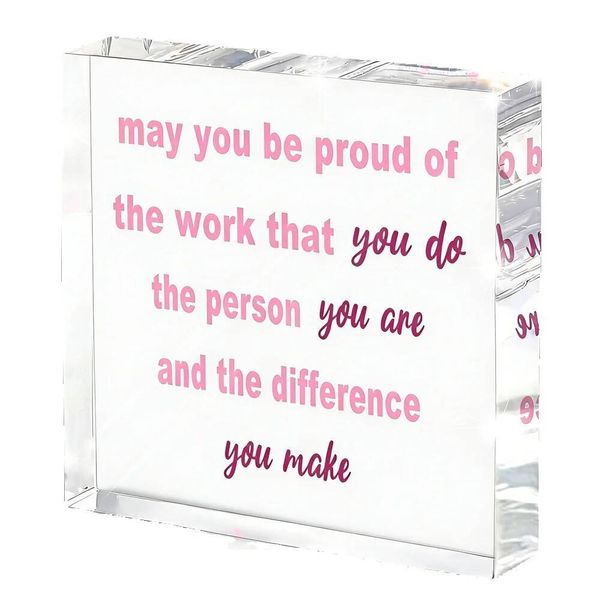 4" Pink Acrylic Desk Decor, Inspirational Appreciation Gift for Women