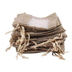 30Pcs Flax Organza Bags Burlap Drawstring Pouch Wedding Bags 10x14cm