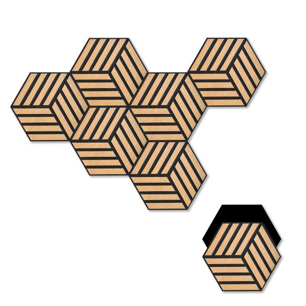 Skylane 12 pcs Acoustic Hexagon Wood Panels