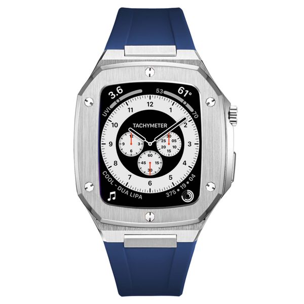 Colton James MVP Luxury 40mm Apple Watch Upgrade Kit - Silver &amp; Red Rubber