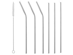 5five 6 - Piece Stainless Steel Reusable Straws with Brush