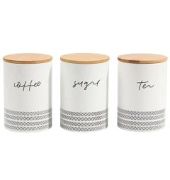 Storage Canisters, Wooden Silicone Seal Lids, Set Of 3