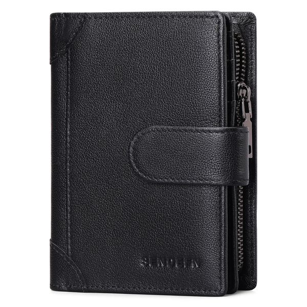 Men's RFID Leather Wallet - 13 Card Slots Anti-Theft Compact