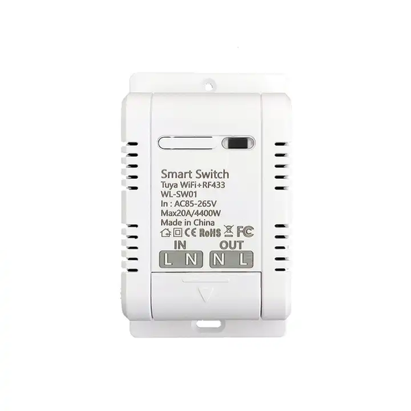 Smart Life Tuya WIFI 1CH 20A 4400W 4.4KW Appliance Switch Relay w/ RF433Mhz