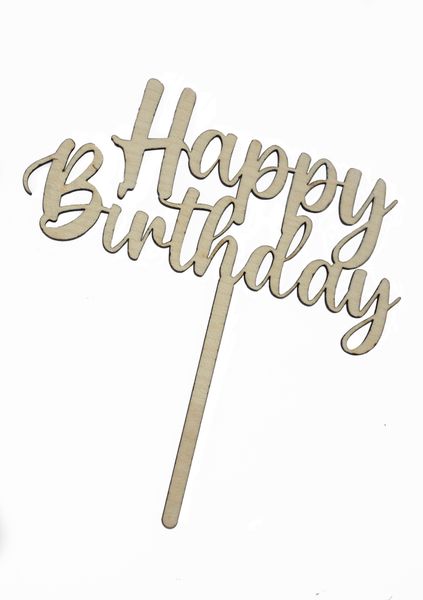 Love &amp; Sparkles Wooden Happy Birthday Cake Topper