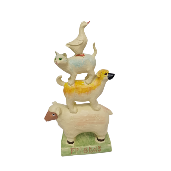 Ceramic Duck on Cat on Dog on Sheep Ornament