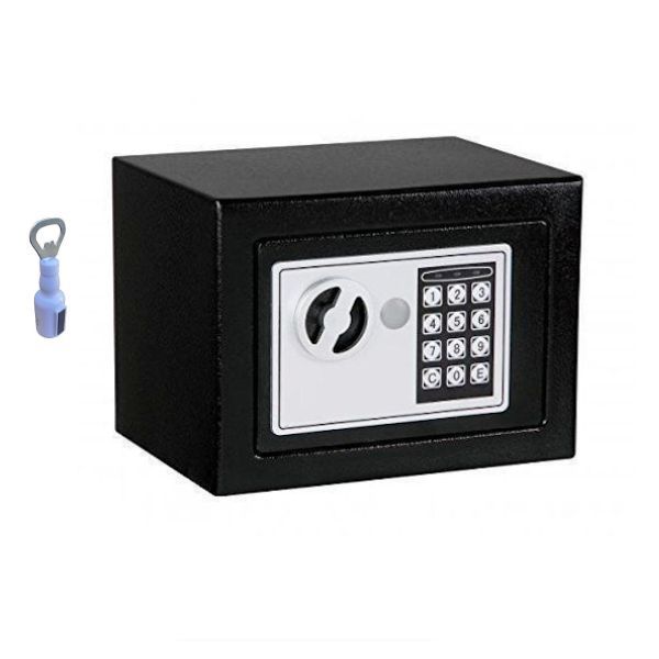 Electronic Digital Safe Box (Black) - Small With Bottle Opener