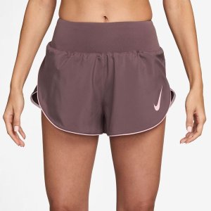 Nike Women's Tempo Swoosh Mid-Rise Dri-Fit Shorts - Tattoo/Silver/Pink Foam