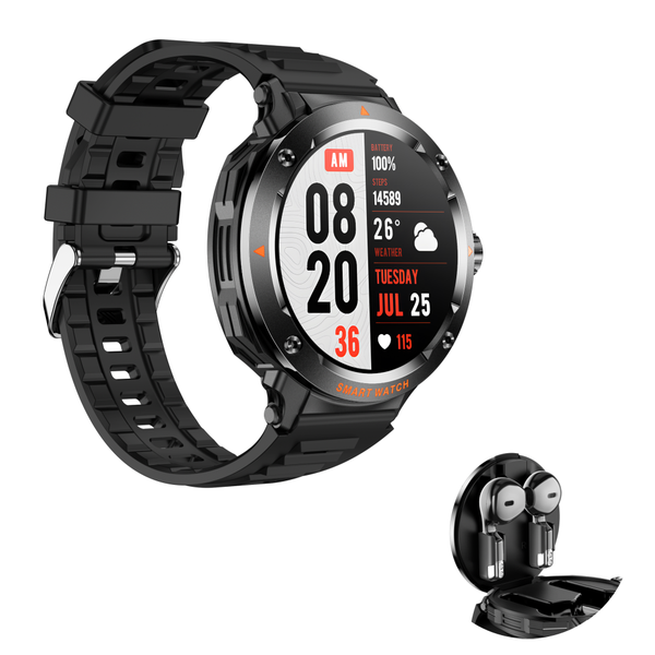 Smart Call Watch with TWS Earbuds - 1.46", Heart Rate Monitor, NFC