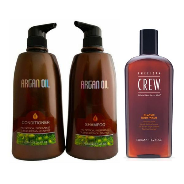 Moroccan Argan Oil - 750ml and American Crew Body Wash 450ml