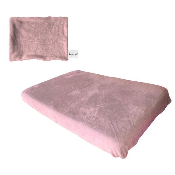 Baby Cot Fitted Sheet &amp; Pillowcase - Winter Fleece -940x660mm-Dusty Pink