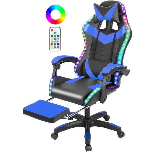 Ergonomic Gaming Chair with Footrest LED RGB Office Chair Computer Chair