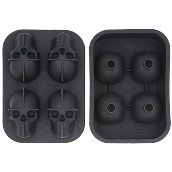 4 Skulls - Novelty Silicone Ice Tray