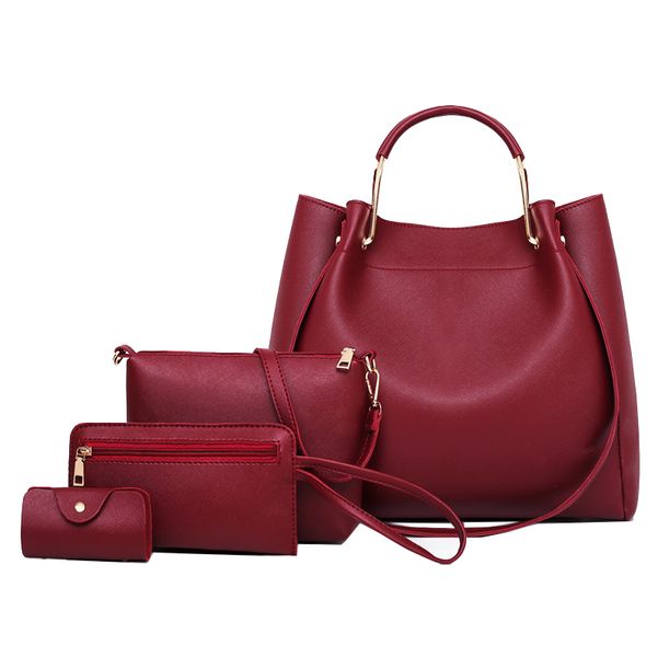 Womens 4 Pieces - Set PU Crossbody Bag Handbag Wallet Card Holder