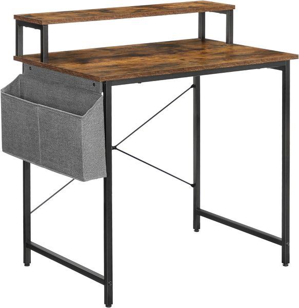 VASAGLE 80cm Work Desk with Computer Monitor Stand &amp; Fabric Storage Bag