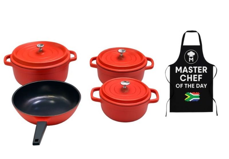 U.N High Quality 7 piece Cookware Set with Aluminum Lid with Master Apron