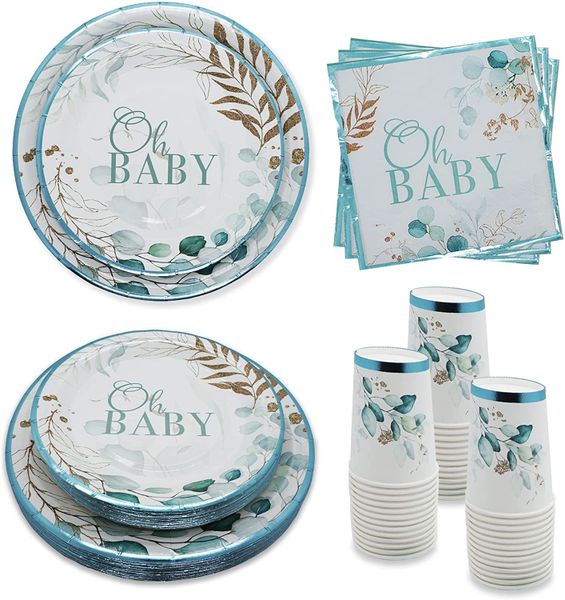 Oh Baby - Baby Shower Gender Reveal Table Decor DIY Decoration Set - Blue